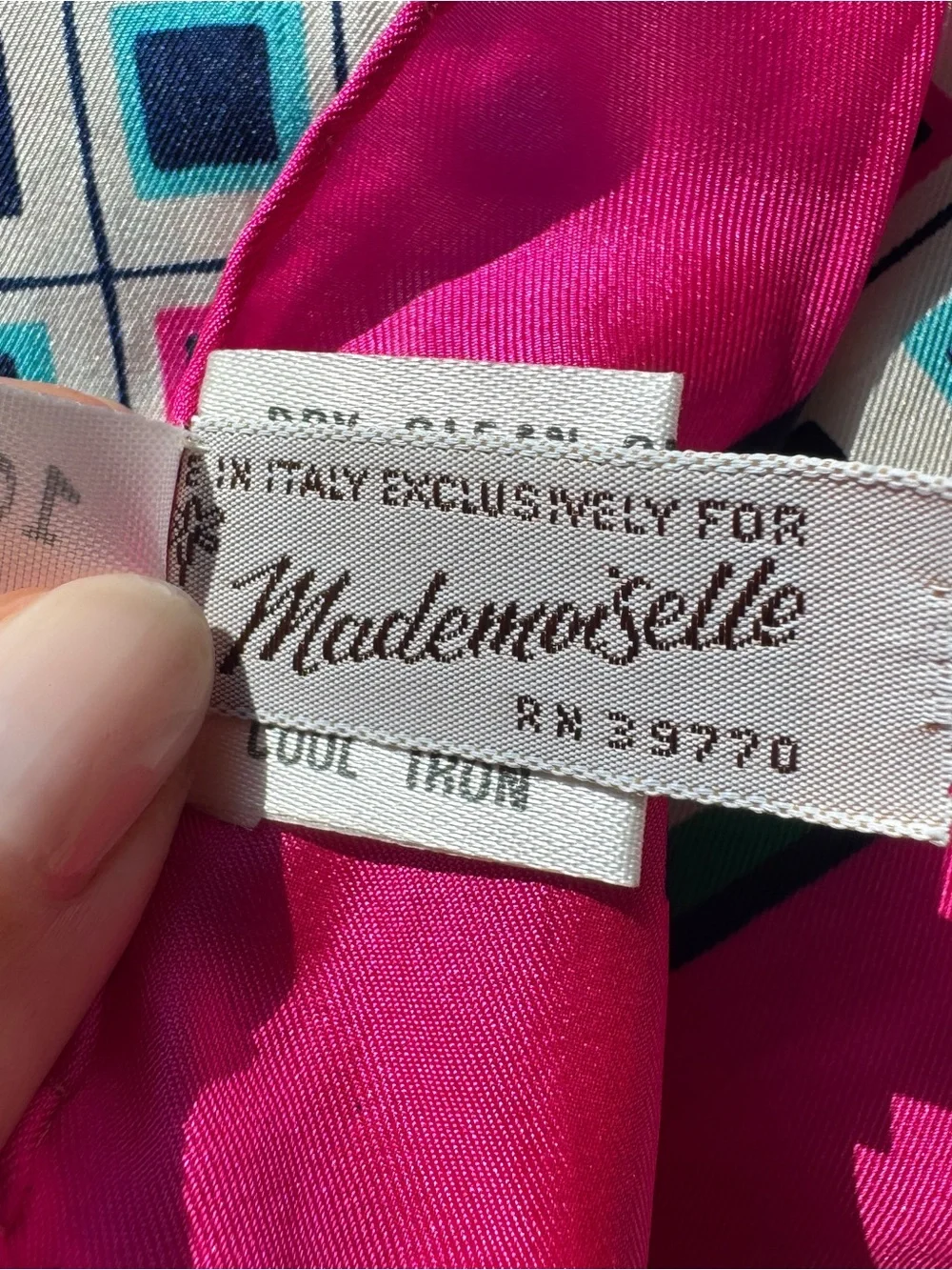 Vintage Mademoiselle 100% Silk Squaee Scarf